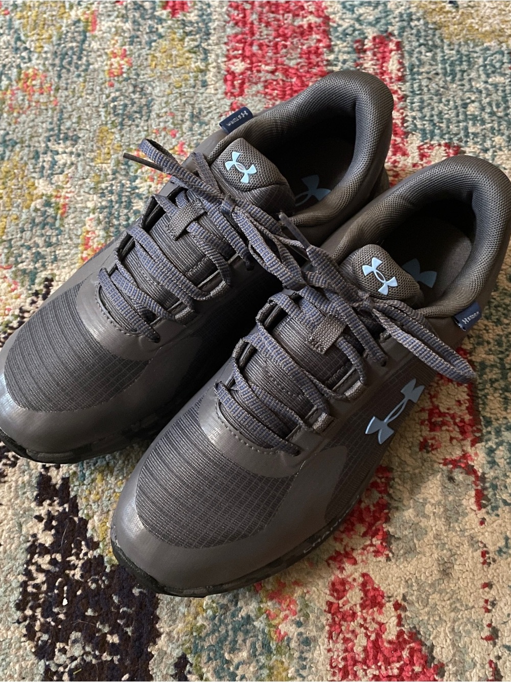 Under Armour Gray Sneakers with Light Blue Logo